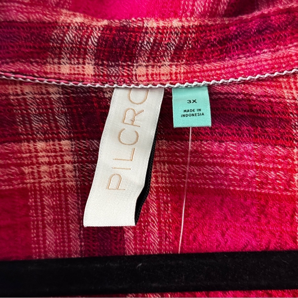 Anthropologie pilcro pink plaid button down NWT Size 3X - Picture 3 of 9